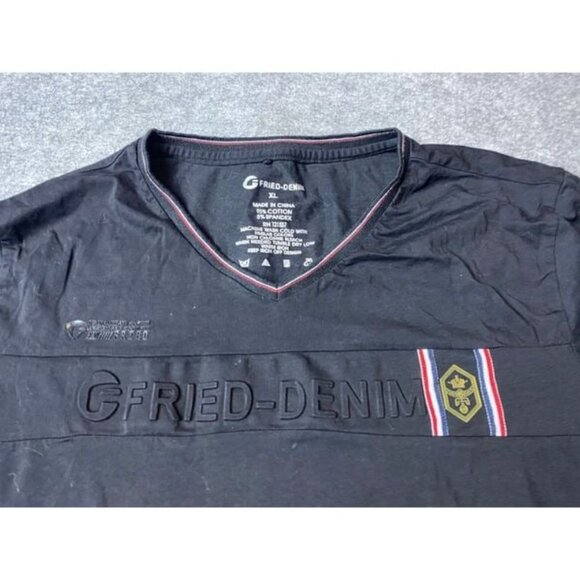 G Fried Denim Shirt Mens Extra Large Black V Neck Tee - Picture 2 of 5